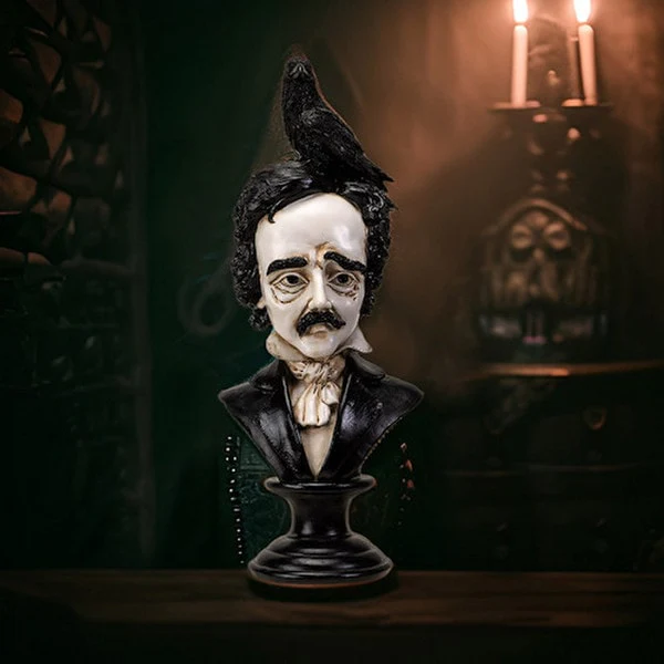 Edgar Allen Poe Bust with Raven Statue - Image 5