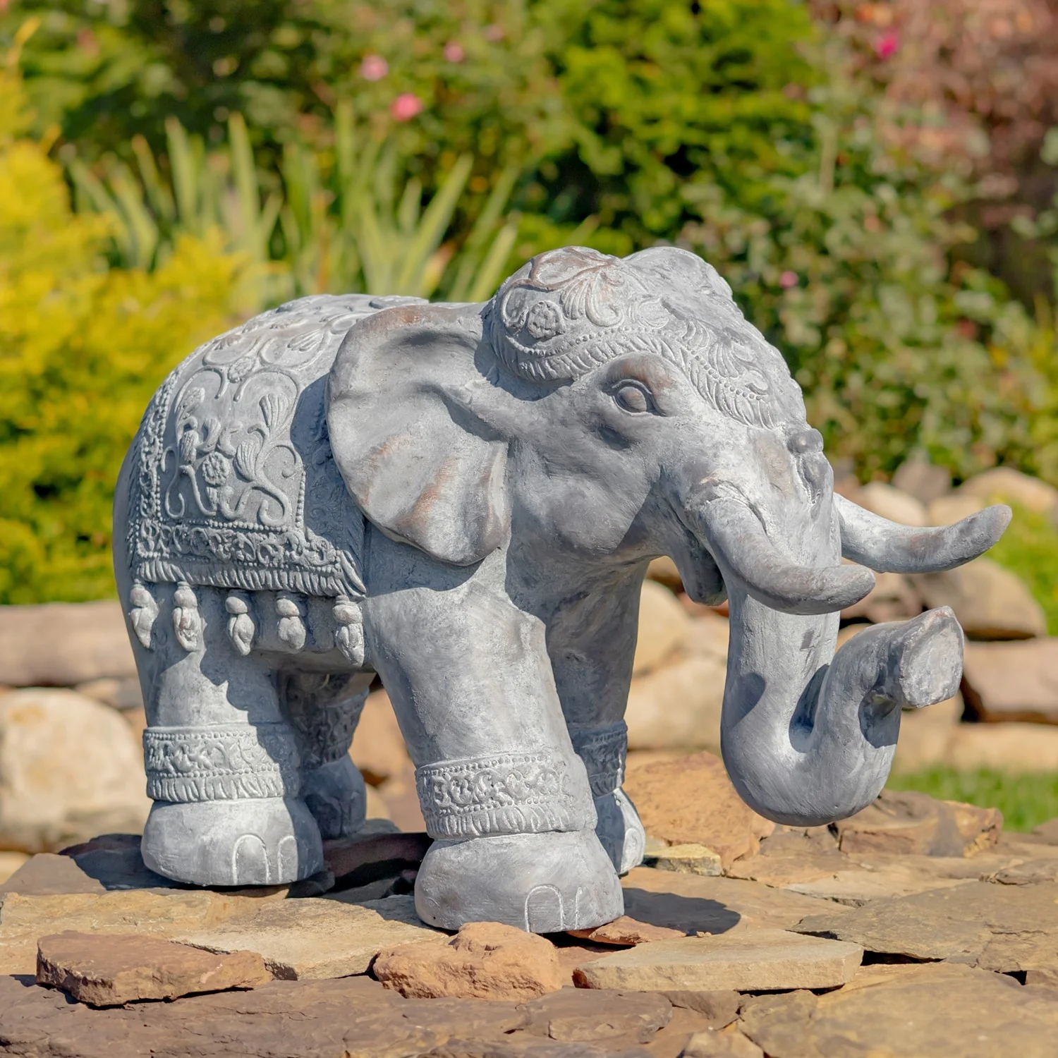 Elephant Garden Statue Symbol of Strength & Good Fortune