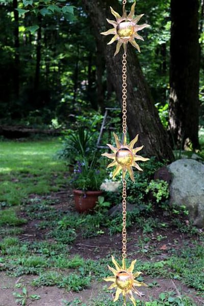 Sunburst Copper Rain Chain Downspout - Image 4