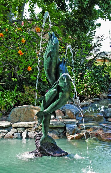 Entwined Dolphins 80" High Water Feature