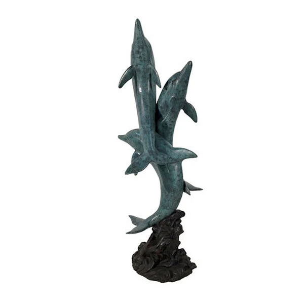 Entwined Dolphins Dance Bronze Garden Sculpture - Image 2