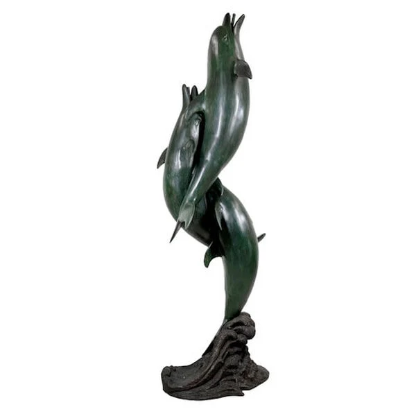 Entwined Dolphins Trio Bronze Water Feature