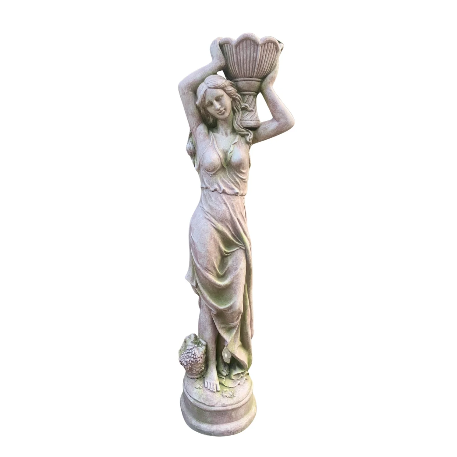 Estate Garden Maidens Women with Floral Urns Statues 71" High - Image 6
