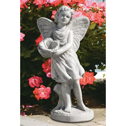 Fairy with Blossom Cast Stone Garden Statue 23.75"H