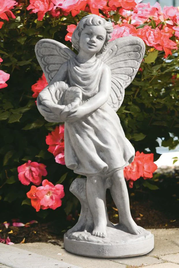 Fairy with Blossom Cast Stone Garden Statue 23.75"H - Image 2