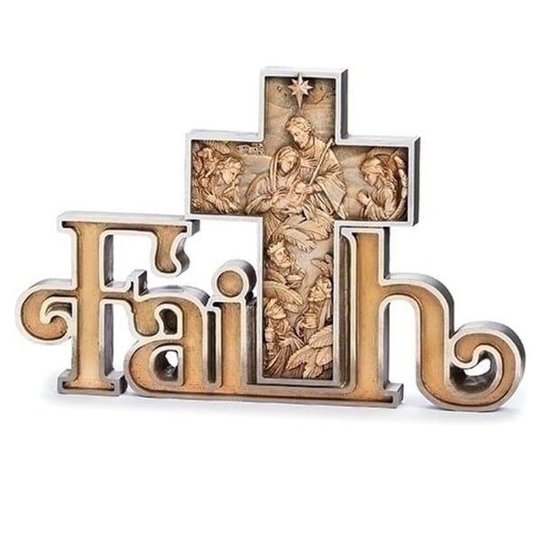 Faith Sculptural Cross with Nativity Scene - Image 2