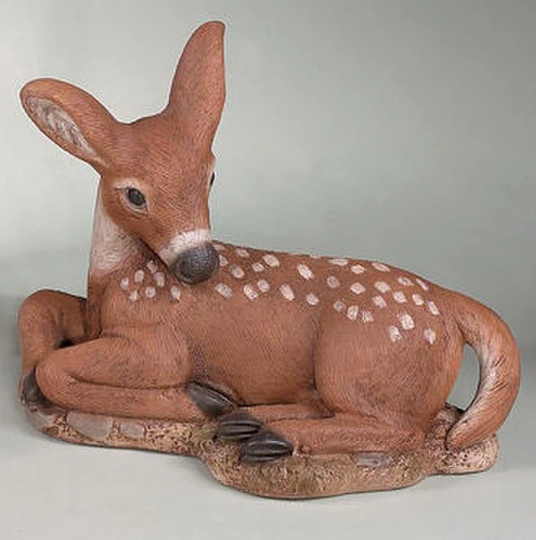 Resting Fawb Deer Sculpture – Cast Stone Garden Statue - Image 5