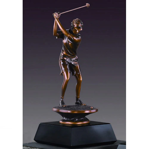 Female Golfer Swing Award Sculpture 10" High