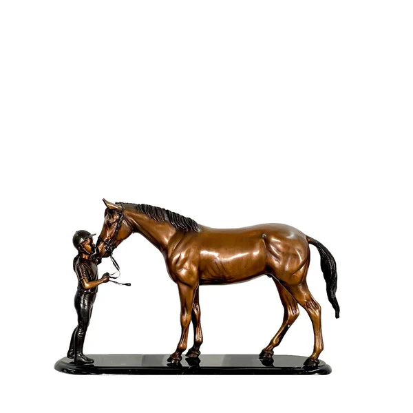 Female Jockey & Horse Bronze Statue