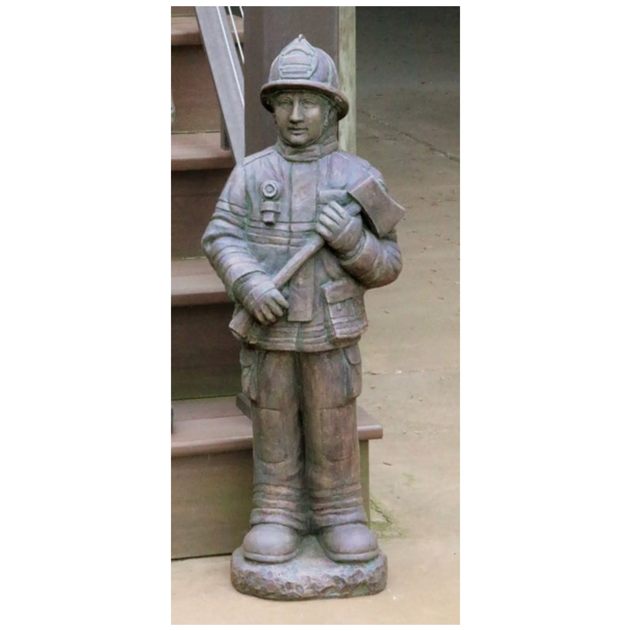 Firefighter Holding Axe Garden Statue