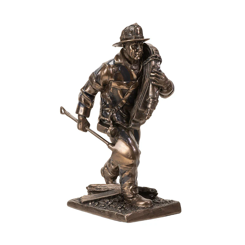 Fireman Responding to Call Statue Firefighter