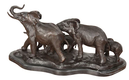 Five Elephants Bronze Sculpture - Image 6