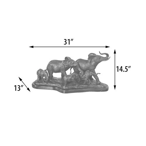 Five Elephants Bronze Sculpture - Image 8