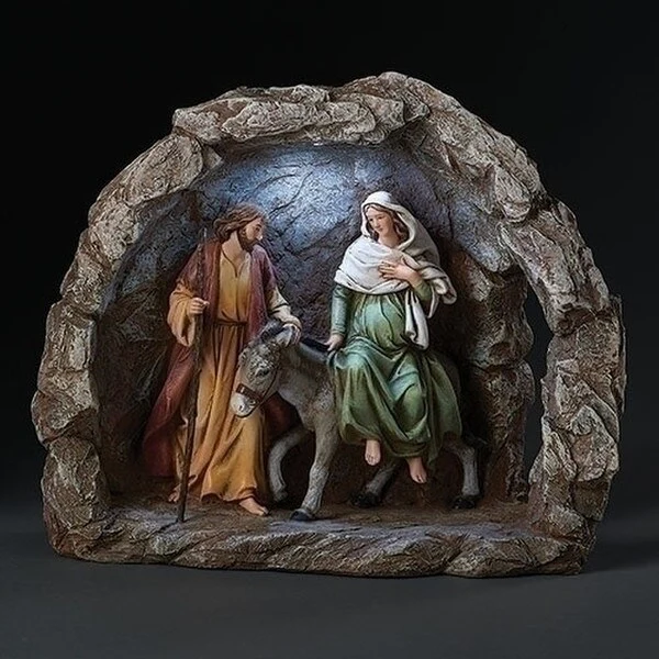 Flight into Egypt In Cave Lighted Sculpture - Image 2
