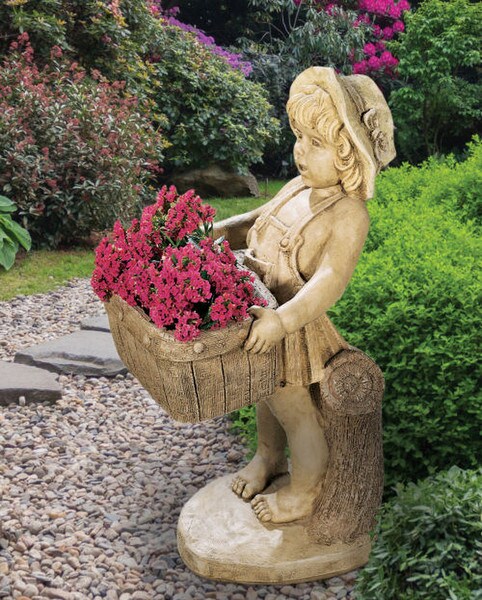 Flower Girl Planter Sculptural Urn Garden Statue