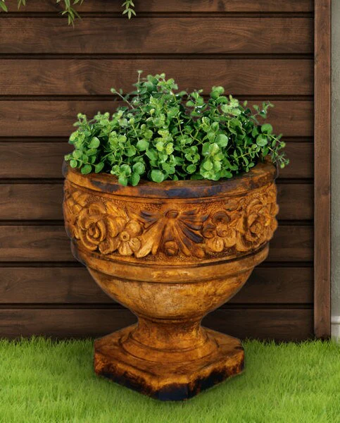 Flower Planter Small Cast Stone 13" High - Image 2