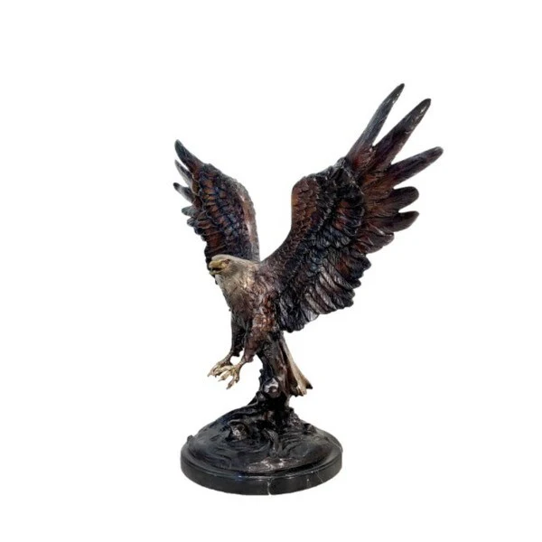 Flying Bronze Eagle Statue on Base