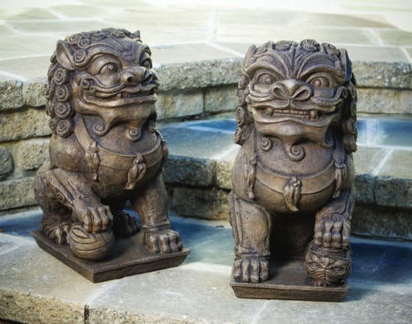 Foo Dog Set Left & Right Garden Sculptures 20.5" High - Image 3
