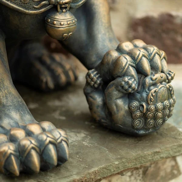 Foo Dogs Imperial Guardian Lions Statues Pair - Image 5