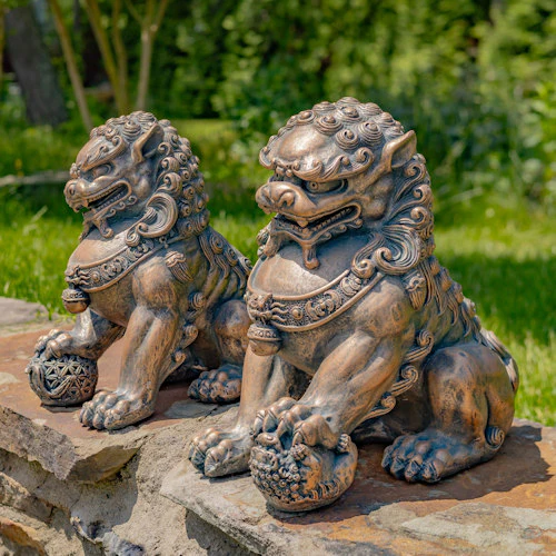 Foo Dogs Sentinels Statues Fu Lions Sculptures - Image 2