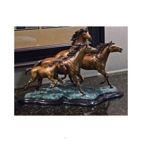 Four Horses Galloping Bronze Sculpture - Image 2