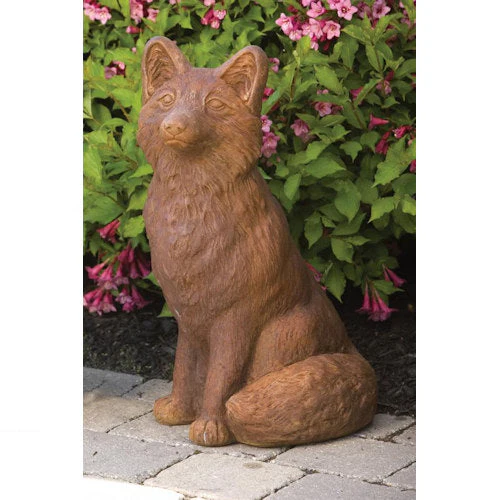 Fox Garden Statue Cement 20.5" High