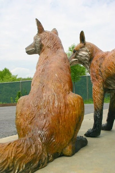 Fox Pair Bronze Sculptures - Image 5