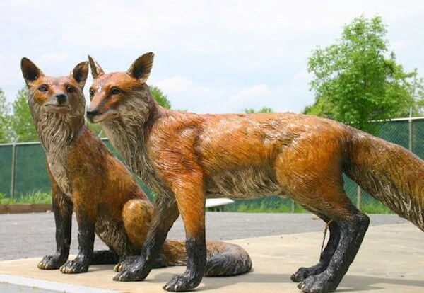 Fox Pair Bronze Sculptures - Image 8