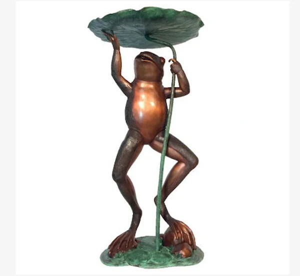 Frog on Leaf Water Feature Garden Statue