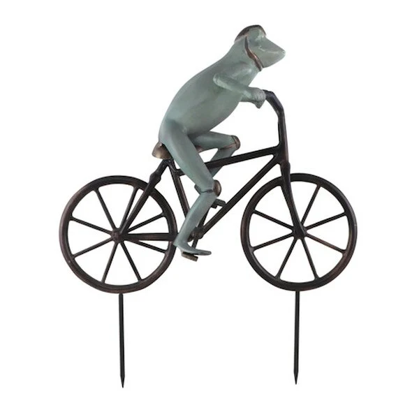 Frog Riding Bicycle Garden Statue - Image 3