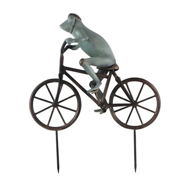 Frog Riding Bicycle Garden Statue - Image 4