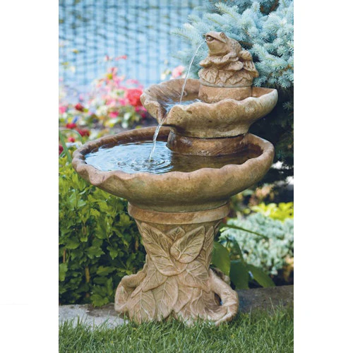 Frog Two Tier Leaf Fountain 34.25" High - Image 2