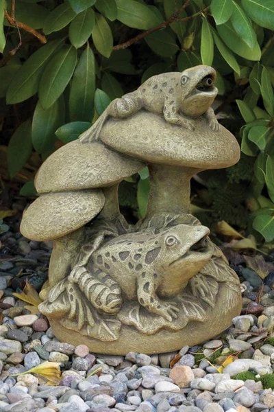 Frogs & Mushrooms Piped Water Feature Statue