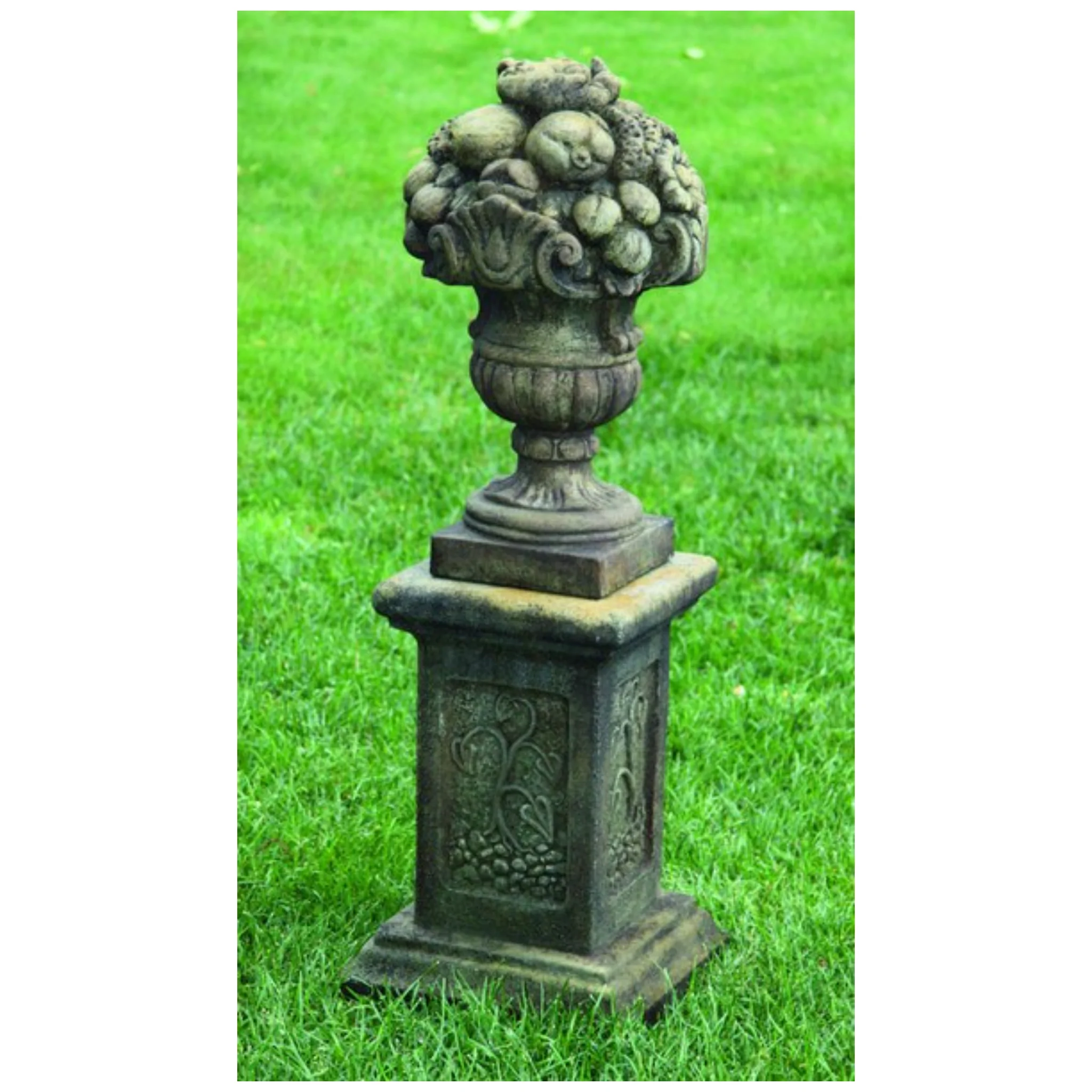 Fruit Topiary Finial on Garden Pedestal Sculpture 39" H