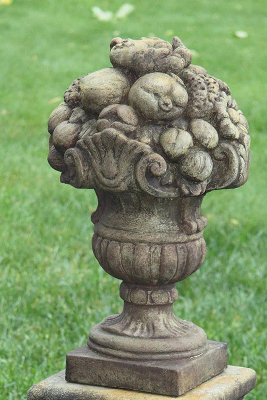 Fruit Topiary Finial on Garden Pedestal Sculpture 39" H - Image 2