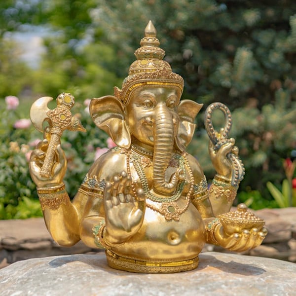 Ganesh Bust holding Attributes Garden Statue