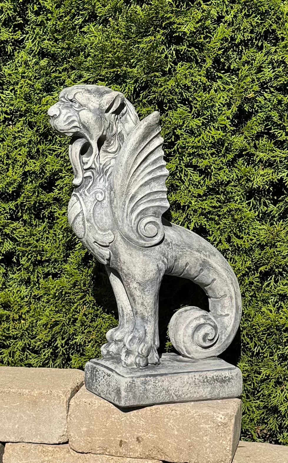 Gargoyle Griffin Cement Garden Statue 23" High