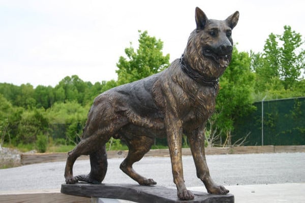 German Shepherd Bronze Dog Standing Life-Size Statue