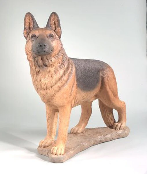 Life Size German Shepherd Realistic Colored Statue 30.5"H