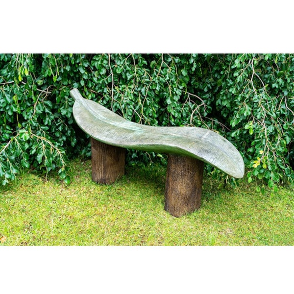 Giant Leaf Garden Bench Cast Stone