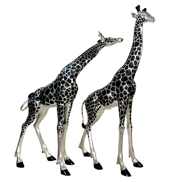 Giraffe Bronze Statue Pair