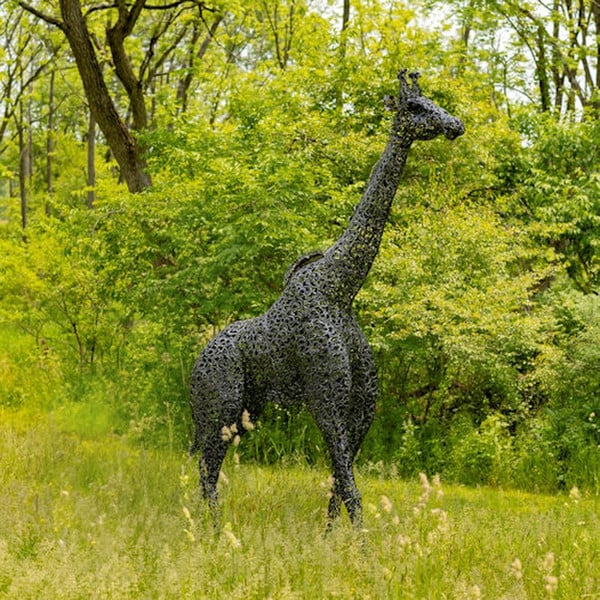 Giraffe Metal Garden Sculptures Pair - Image 5