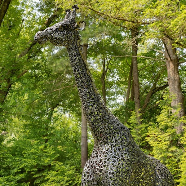 Giraffe Metal Garden Sculptures Pair - Image 6