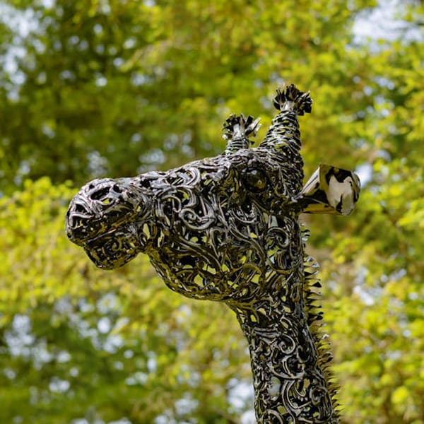 Giraffe Metal Garden Sculptures Pair - Image 7