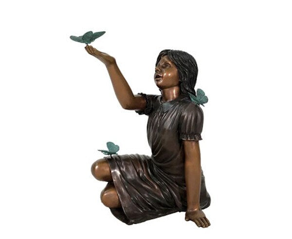 Girl With Butterfly Bronze 28" High