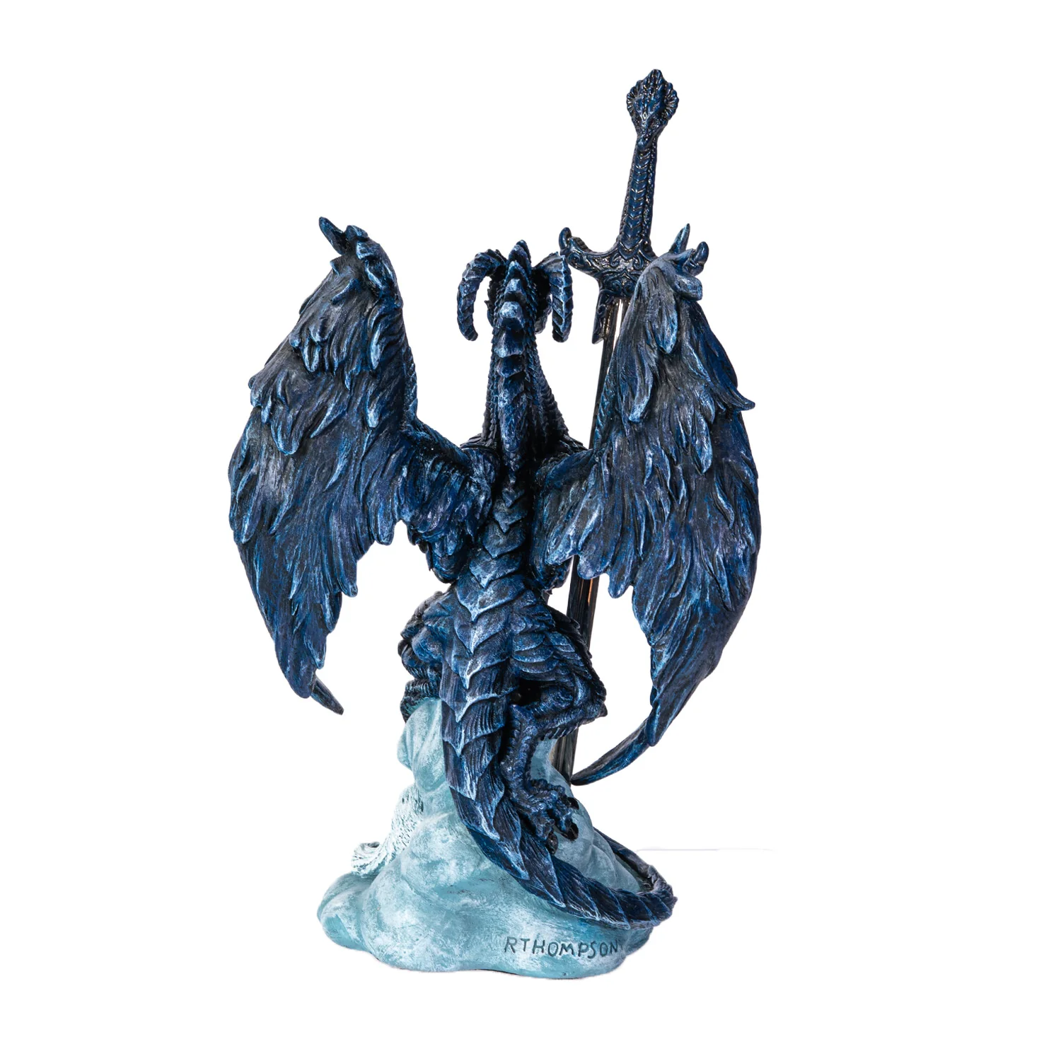 Glacier Sentinel Dragon and White Wolf Letter Opener Sculpture - Image 4