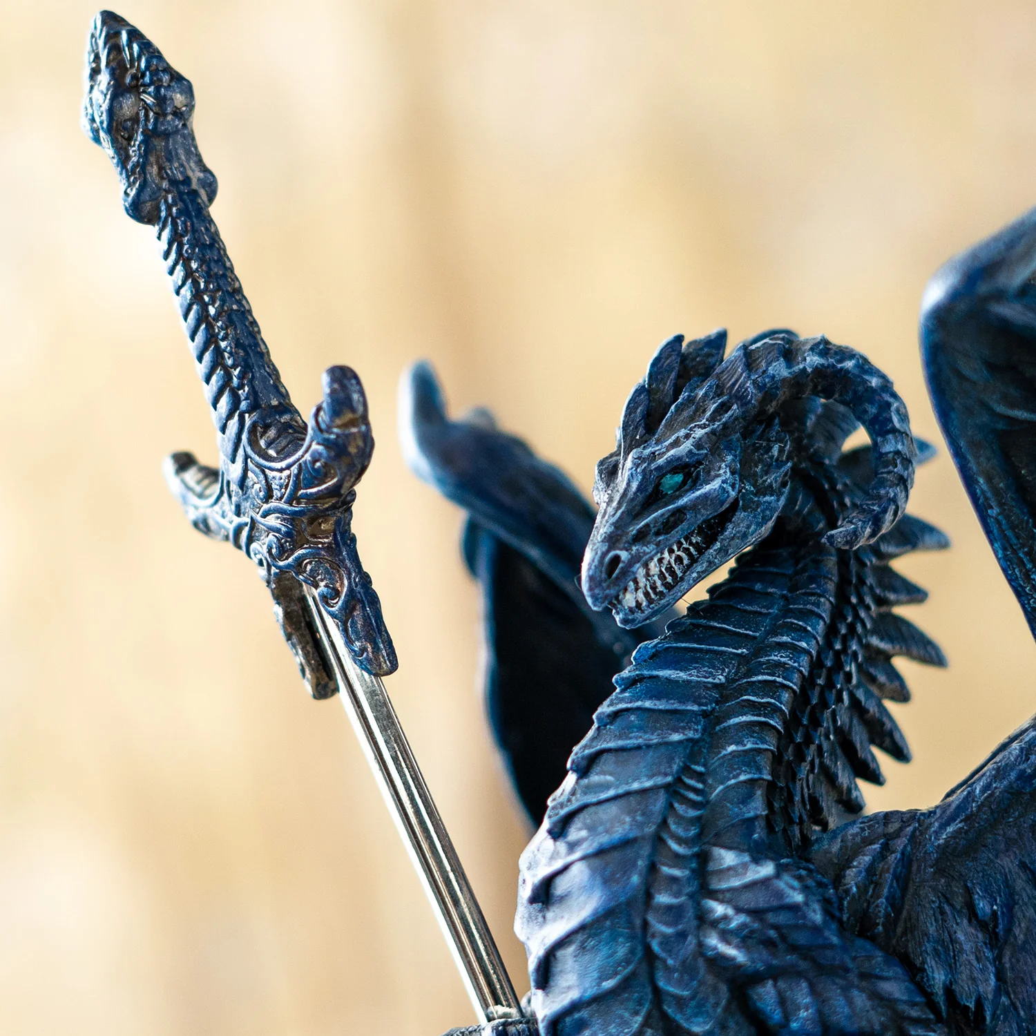 Glacier Sentinel Dragon and White Wolf Letter Opener Sculpture - Image 6