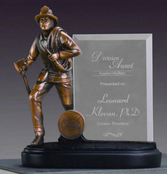 Glass Imprint Fireman Photo Frame