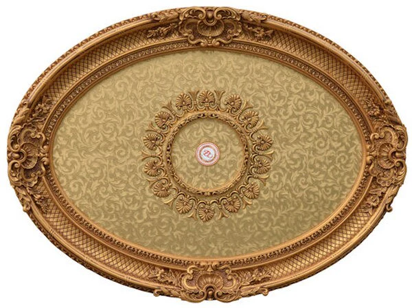 Golden Rocaille Oval Ceiling Medallion 43 Inch