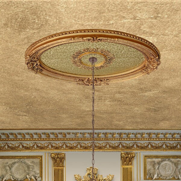 Golden Rocaille Oval Ceiling Medallion 43 Inch - Image 2